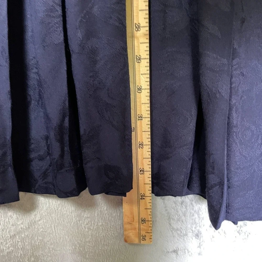 Vintage Marisa Christina II 3X Navy Floral Pleated Button Front Rayon Skirt